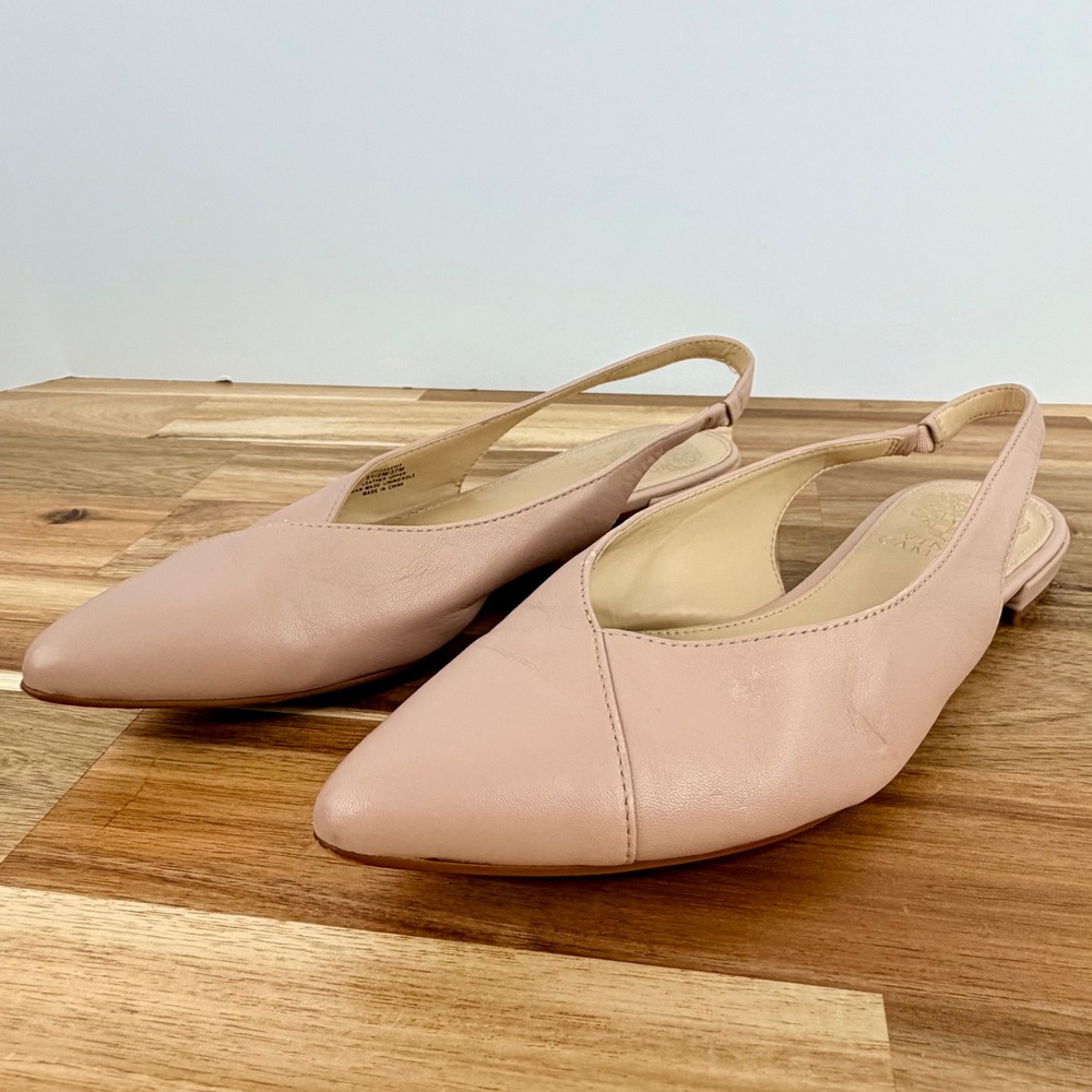 Vince‎ Camuto Jesenia Slingback Shoes Natural Pink Pointed Toe Flats Womens 6.5